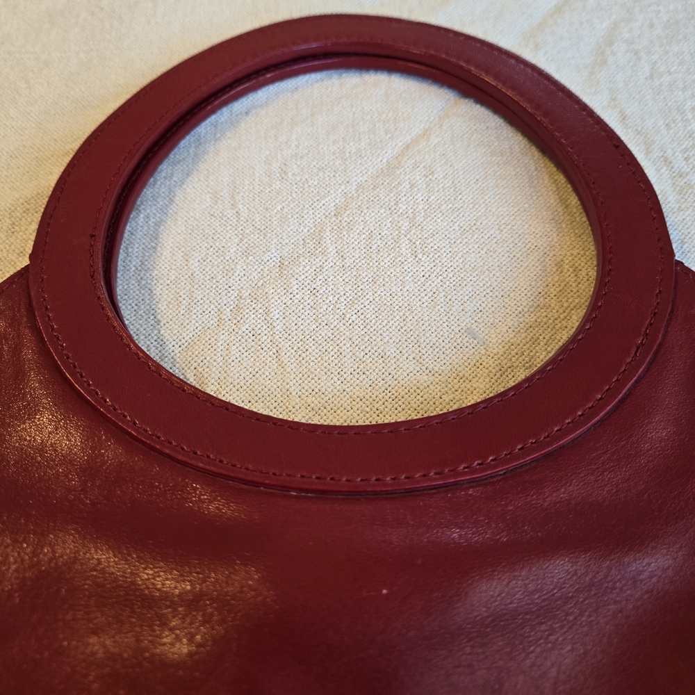 United Colors Of Benetton Burgundy Red Mini Circle-Handle Leather Bag 12x13.5 - Picture 12 of 12
